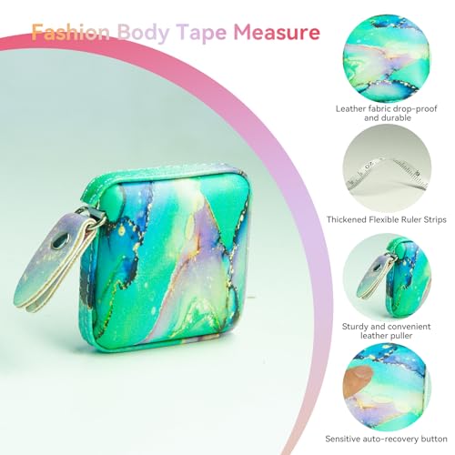 Mini Retractable Soft Tape Measure for Sewing, Cloth Fabric, Body Measurements, Emerald Green - color: Emerald Green