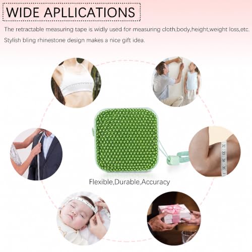 SlowVibes Bling Green Diamond Retractable Body Measuring Tape, 60 Inch - color: Green