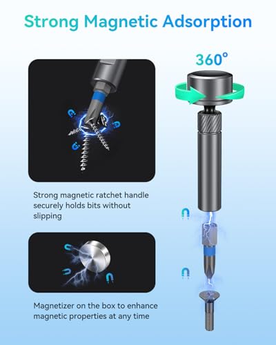 SOONAN Ratchet Screwdriver Set : 74 in 1 magnetic Screwdriver sets, S2 Steel Bits, DIY Combination Flexible Shaft, Suitable for Furniture Assembly, Precision Electrical Appliance Repair, Bicycle Tools - size: 74 in 1 Black