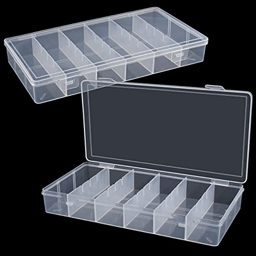 clear visible plastic storage box cosmetic tools storage box makeup tools fishing tackle accessory box organizer jewelry screws hardware accessories organizer box (2Pack) - size: 2Pack