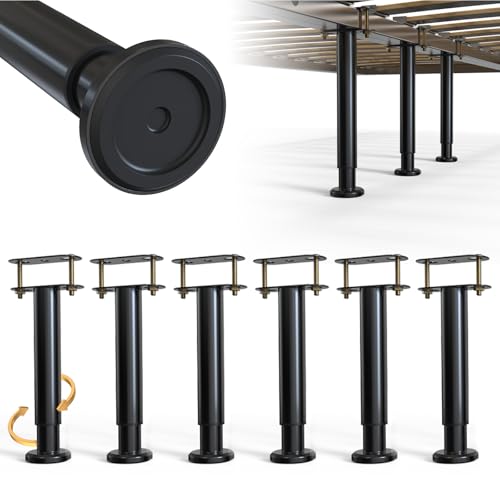 Under Bed Metal Support Legs, Adjustable Height Bed Frame Support Leg, Bed Slat Support Leg for Heavy Duty/Wooden/King/Queen Bed Frame (7"-12.6" (6pcs)) - size: 7"-12.6" (6pcs)