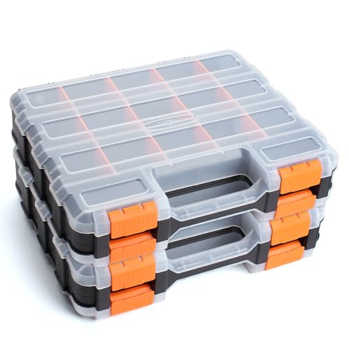 2 Pack Double Side Small Parts Organizer for Hardware Screws Nuts - size: 2Pack-34 Compartments