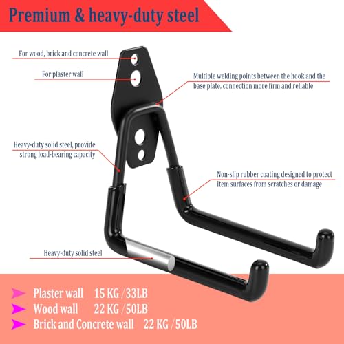 4 Pack Garage Hooks Heavy Duty, 5.1 inch Square Utility Hooks