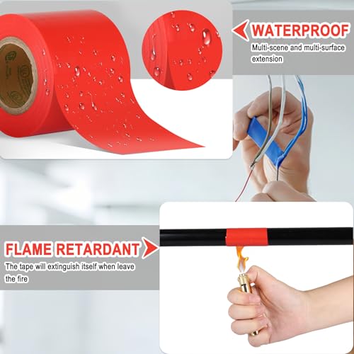 Electrical Tape Red, 2 in X 33FT, UL Approved Industrial Grade Waterproof High Temperature Electrical Tape, Multipurpose Insulating Wire Wrapping (2 Packs) - color: Red
