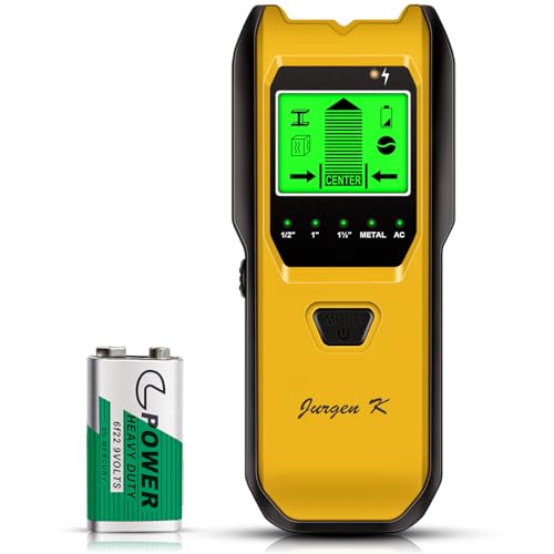 Stud Finder Wall Scanner, 5 in 1 Multifunction Stud Locator with Upgraded Smart Sensor, HD LCD Display and Audio Alarm for The Center & Edge of Metal, Studs, AC Wire, and Pipe Detection (Butter) - color: Butter