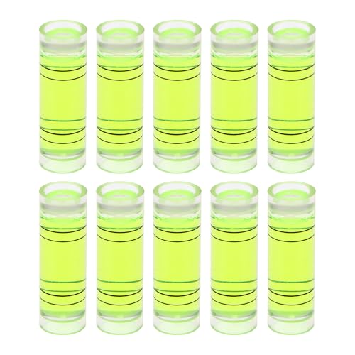 HARFINGTON 10pcs Small Cylindrical Bubble Level Vials 9.5x30mm PMMA Mini Horizontal Bubble Spirit Level Measuring Layout Tools for RV TV Picture Frame Hanging Tool Leveler - size: 9.5x30mm