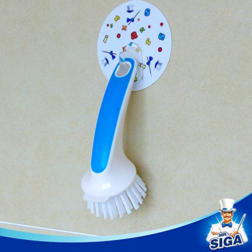 MR.SIGA Pot and Pan Cleaning Brush, Dish Brush for Kitchen, Blue, Pack of 2 - color: Blue & White