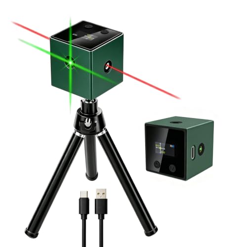 5-in-1 Digital Laser Level with Tripod, Magnetic Base & USB Rechargeable, Mini Angle Finder & Protractor, ±0.1° High Precision Cross Line Laser, Green/Red Beam for Picture Hanging,Tiling & DIY - color: Dark Green