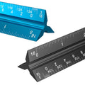 Rena Chris 2PCS Architectural Scale Ruler: 12" Imperial Aluminum Alloy Metal Architecture Measuring Tools, Engineering Drafting Construction Drawing Blueprints Triangular Architect Scaling Rulers - color: Blue+Black