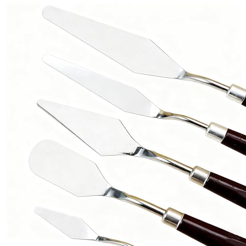 5-Piece Stainless Steel Palette Knife Set | Oil, Acrylic, Watercolor Painting, Cake Decorating, Art & Mixing Tools, Texture Creation