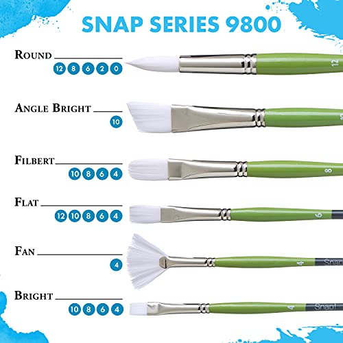 Princeton Snap! White Taklon Angled Paintbrush: 1 inch - size: Size 1 inch, style: Angle Shader