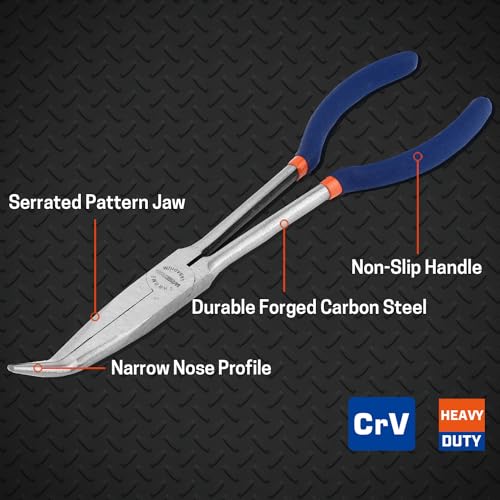 11'' Extra Long Needle Nose Pliers for Narrow and Limited Spaces - style: 11'' 45 Degree Angle