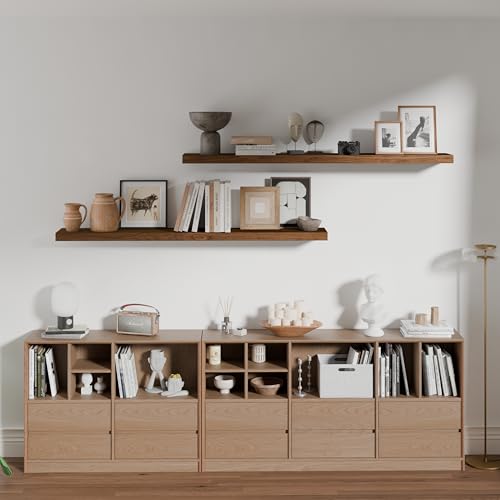 ROGMARS 48 Inches Long Walnut Floating Shelves - color: Walnut, size: 48 Inch set of 2