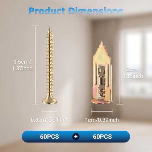 Self Drilling Drywall Anchors with Screws Kit, Sheetrock Anchors
