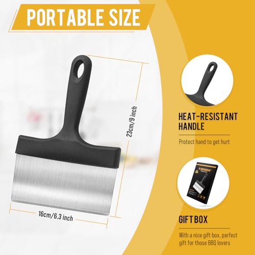 AWEASROY Heavy Duty Griddle Scraper for Blackstone with 5" Handle - color: Deep Black