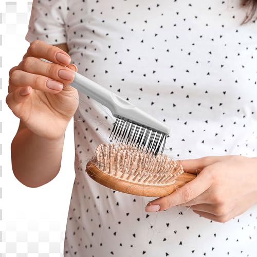 Boao 2 Pack Hair Brush Cleaner,Gray, Wood Color,Polished Wooden Handle Rake - color: Gray, Wood Color, style: Polished Wooden Handle Rake