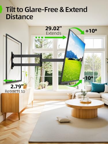 USX MOUNT Long Arm TV Wall Mount for Most 32-65 Inch TVs, 29 Inch Long Extension TV Mount Swivel and Tilt, Full Motion Corner Wall Mount Tv Bracket Fit Max VESA 400 x 400mm, Up to 80 lbs - size: 32-65 Inch