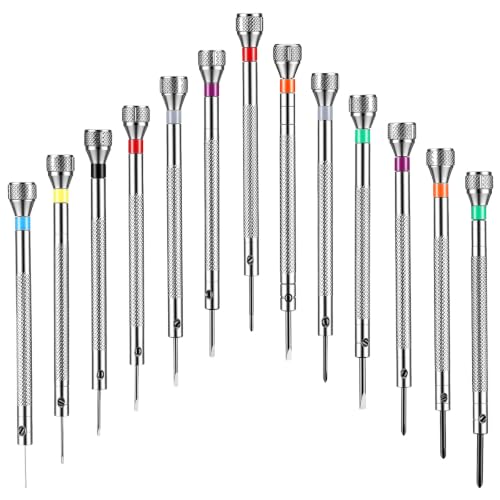 13PCS Professional Watch Screwdriver Set, Precision Jewelers Screwdriver Set, Micro Precision Glasses Repair Kit, 0.6-2.0mm with 13 Extra Replace Blades for Eyeglass, Sunglasses, Computer, Phone
