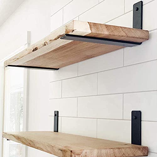 Shelf Brackets 10 Inch Wall L Brackets 8PCS Heavy Duty for Shelves Metal Black Rustic Industrial Brackets for DIY Opening Shelves Project Hardware Included - size: 10 Inch, style: Black-8 Pack