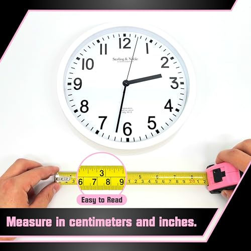 Bullseye Tape Measure 12 Foot | Pink | Small, Retractable Measuring Tape with Pause Buttons | Easy-to-Read Standard and Metric Measurements for Adults and Kids | Inches and Centimeters - color: Pink