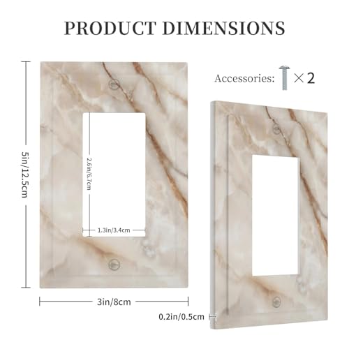 Beige Marble Pattern Light Switch Cover Modern Wall Plate Decorative 1 Gang Single Rocker Switch Plates Electrical Outlet Faceplate for Bathroom Kitchen Bedroom 5" x 3" - size: 1 Gang Single Rocker
