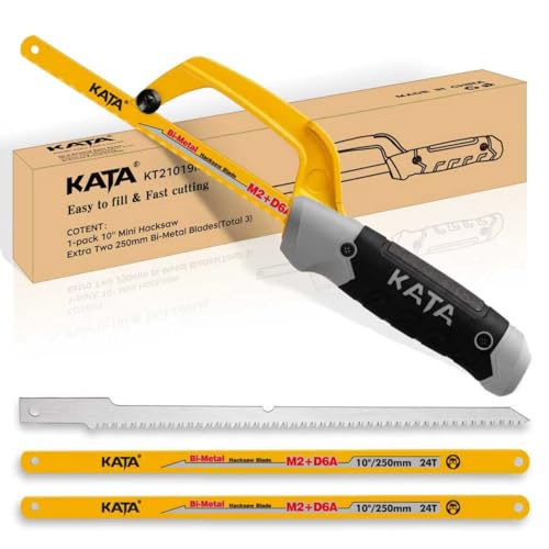 KATA 10 Inch Mini Hacksaw for Metal & Wood Cutting with 4-Piece Blades - size: 3PC Hacksaw