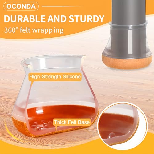 OCONDA 24 PCS Chair Leg Floor Protectors Clear, Extra Small, 1/2''-3/4'' - color: Clear, size: Round S