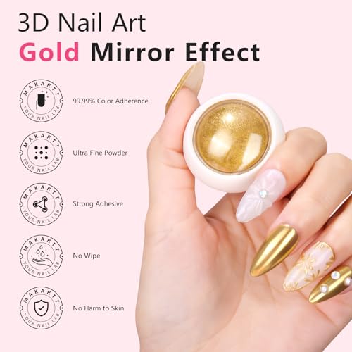 Makartt 15g 3D Nail Gel & Gold Chrome Nail Powder Kit for Sculting and Drawing - color: A04-Clear 3D Nail Gel & Gold Chrome Nail Powder