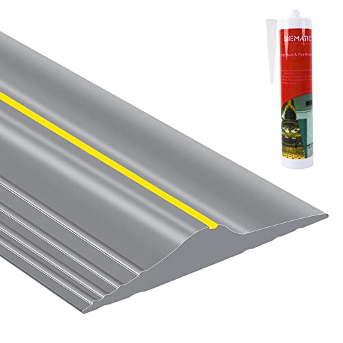 ToLanbbt 10Ft/3M Universal Garage Door Rubber Threshold Strip with 300ml Black Adhesive, Weatherproof Seal Strip DIY Weather Stripping Replacement (Grey+Yellow) - color: Grey+Yellow, size: 10 Ft (incl. 1 adhesive)