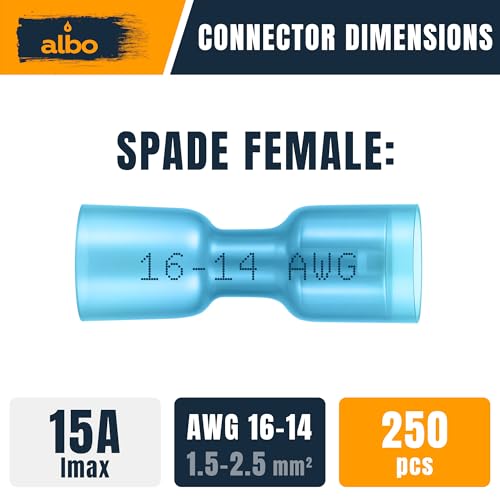 ALBO Heat Shrink Crimp Connectors (Female Blue 16-14 AWG) - color: Female Blue 16-14 AWG