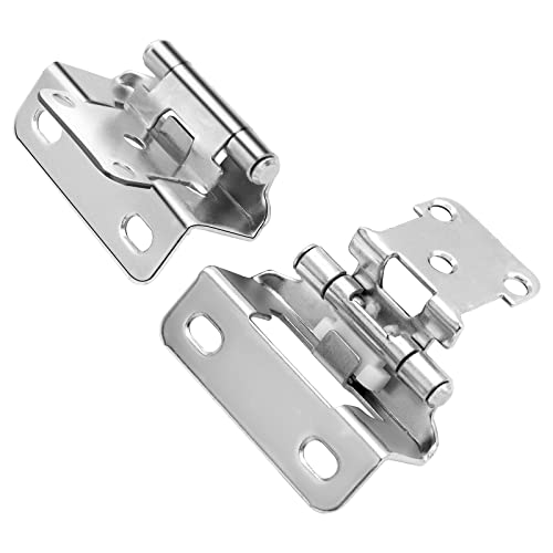 20 Pack (10 Pairs) 1/2" Overlay Partial Wrap Around Cabinet Hinges - color: Brushed Nickel, size: 20 Pack (10 Pairs)