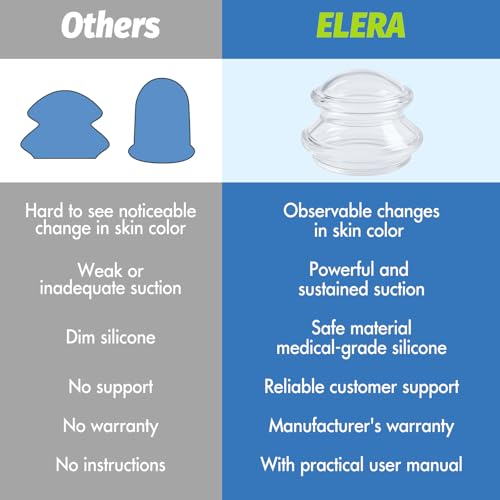 ELERA Silicone Cupping Therapy XL Size Sets, Professionally Chinese Massage Cups Tools, Silicone Cup for Joint Pain Relief, Massage Body (XL*2 Cups) - style: 2 Cups (XL size)