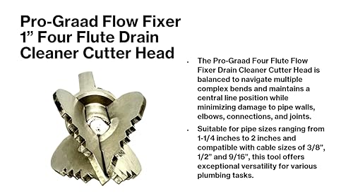 Flow Fixer Drain Cleaner Cutter Head 1", Spear, Slot, for 1-1/4" - 2" Pipes - style: 1" Four Flute (for 1-1/4" - 2" pipes)