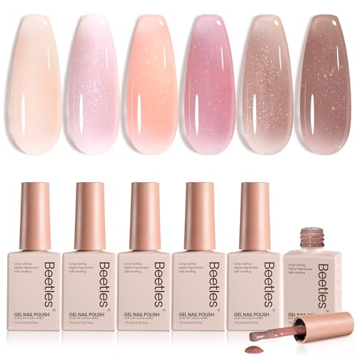Beetles Jelly Gel Nail Polish Set, 6 Colors Shimmer Gel Polish Kit - color: 0-0-1-Lady with Dreams