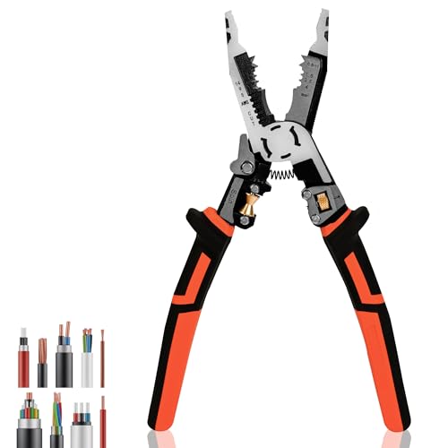 Wire Stripper Wire Crimping Tool - 10-in-1 Versatile Wire Cutter Crimper Cable Stripper AWG 22-10 Heavy Duty Wire Stripper Cutter Pliers Tool for Splitting,Stripping,Cutting,Crimping,Clamping