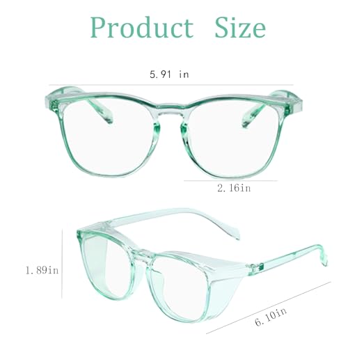 Safety Glasses for Men Women, Anti Fog Safety Goggles Comfortable Blue Light Blocking UV Protective Adult Nurse - color: Green 1pack