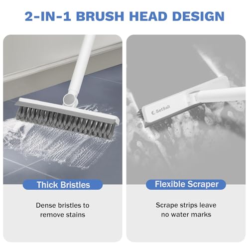 SetSail Grout Cleaner Brush with Long Handle, V-Shaped Floor Scrub Brush - color: Grey White