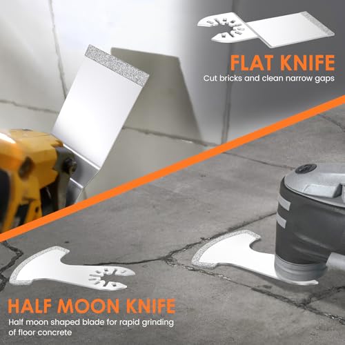 12PCS Diamond Oscillating Multi Tool Grout Removal Blades with 2 Adapters Multifunctional Grout Remover Blades Kit for Oscillating Tool(Mixed Set) - style: 12PCS Mixed Set
