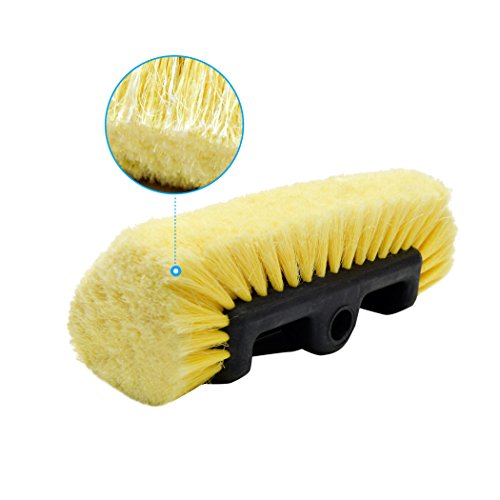 CARCAREZ 10" Car Wash Brush Head with Soft Bristle for Auto RV Truck Boat Camper Exterior Washing Cleaning, Yellow (1, 10" PRO MAX) - size: 10" PRO MAX
