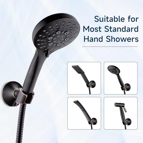 BRIGHT SHOWERS Handheld Shower Head Holder with Dual Angle Positions, Wall Suction Bracket Includes Adhesive 3M Disc, No Tools Required and Easy Installation, Oil Rubbed Bronze Finish - color: Oil Rubbed Bronze, style: Suction & Adhesive - 2 Angles