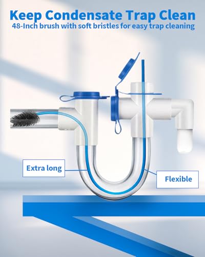 4 PCS Condensate Trap Flexible Drain Brush, 48 Inch Drain Line Cleaning Brush, Condensate Traps Clean for Condensate P-Trap and HVAC Systems