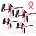 WORKPRO 4-Piece Mini Bar Clamps, 6"(2) & 4-1/2"(2) Wood Clamps, Pink Ribbon - color: Pink, size: 2PC 6" and 2PC 4-1/2" Bar Clamps