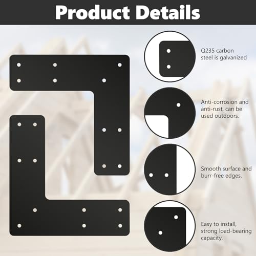 4 Pcs 10*10 Inch Post to Beam Connector, Timber Brackets - style: 4 Pack L Shape（10X10）