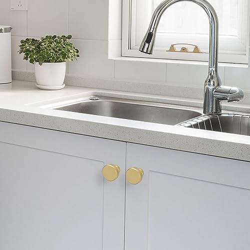 10 Pack Brushed Brass Kitchen Cabinet Knobs Knurled Cabinet Knobs Gold Drawer Knobs Kitchen Cabinet Hardware Handles - color: Brushed Brass, size: Standard