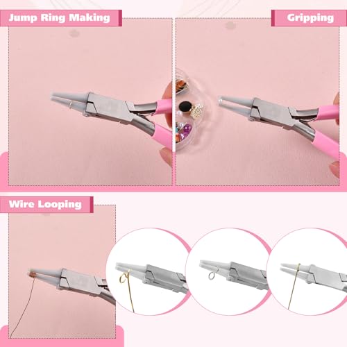 Round Nose Nylon Jaw Pliers for Jewelry Making, Mini Tapered Protective Soft Jaws, Includes Replacement Tips, Round Needle Nose Pliers for Beading, Looping, Shaping Wire, and DIY Crafts - style: Round Nose Nylon Jaws Pliers