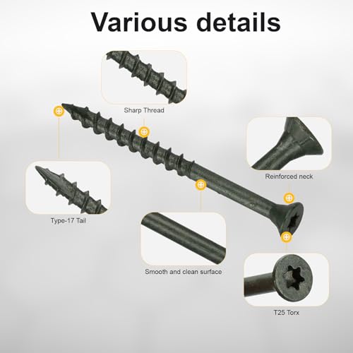 Deck Screws #10 x 2-1/2’’, T25 Star Torx Drive Flat Head Wood Screws, Green, 5lb - color: Green, size: 10X2-1/2’’