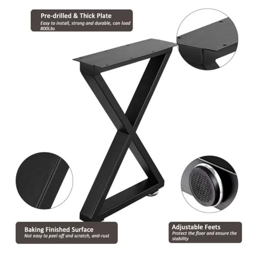 ALLCOS Bench Legs 16 Inch Coffee Table Legs Heavy Duty Steel Metal Table Legs, Set of 2, Black - size: 16 Inch