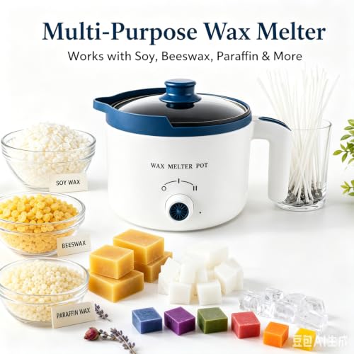 KQU Electric Wax Melting Pot with Non-Touch Thermometer(Without Battery) - size: Wax Melting Pot Kit 7pcs