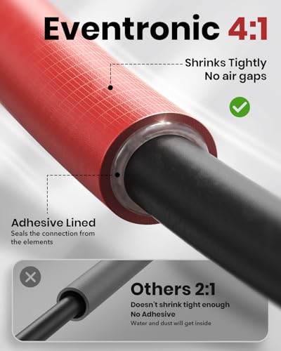 Eventronic 4:1 Heat Shrink Tubing Kit, 400PCS Adhesive Lined Tubing - color: BlackRed