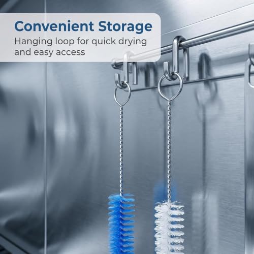 Straw Cleaner Brush, Reusable Metal Handles Straw Cleaner Brush Extra Long for Stanley Mug 40, 30, 20 oz, 10mm Wide for Sippy Cup, Water Bottle and Tubes - color: Clear+Blue